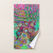 Psychedelische Abstract Groovy Paarse Sedum Bad Handdoek (Handdoek)