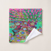 Psychedelische Abstract Groovy Paarse Sedum Bad Handdoek (Wasdoekje)