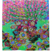 Psychedelische Abstract Groovy Paarse Sedum Douchegordijn (Voorkant)