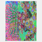 Psychedelische Abstract Groovy Paarse Sedum Fleece Deken (Voorkant)