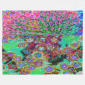Psychedelische Abstract Groovy Paarse Sedum Fleece Deken (Voorkant (Horizontaal))