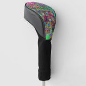 Psychedelische Abstract Groovy Paarse Sedum Golfheadcover (Schuin)