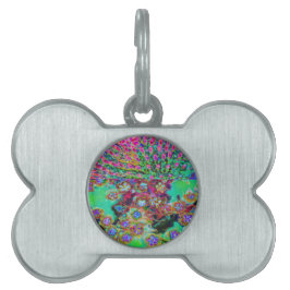 Psychedelische Abstract Groovy Paarse Sedum Huisdieren Naamplaatje