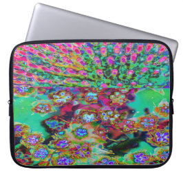 Psychedelische Abstract Groovy Paarse Sedum Laptop Sleeve