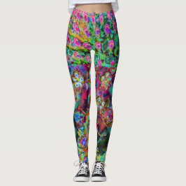 Psychedelische Abstract Groovy Paarse Sedum Leggings