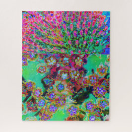 Psychedelische Abstract Groovy Paarse Sedum Legpuzzel