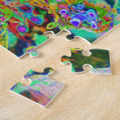 Psychedelische Abstract Groovy Paarse Sedum Legpuzzel (Zijkant)