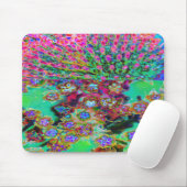 Psychedelische Abstract Groovy Paarse Sedum Muismat (Met muis)