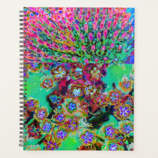 Psychedelische Abstract Groovy Paarse Sedum Planner (Voorkant)