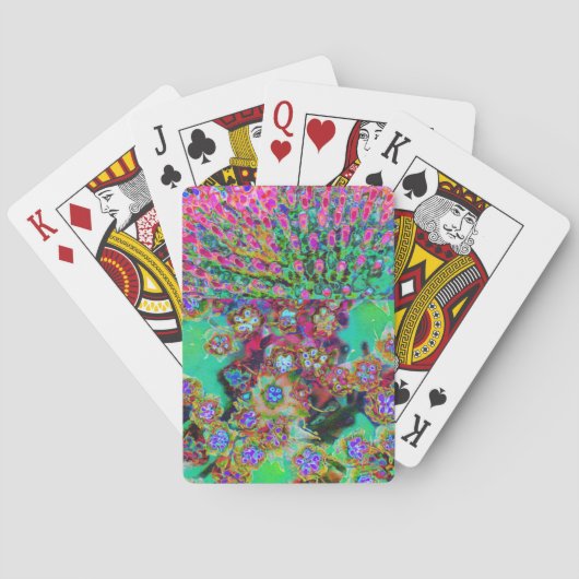 Psychedelische Abstract Groovy Paarse Sedum Pokerkaarten (Achterkant)
