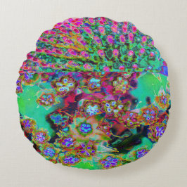 Psychedelische Abstract Groovy Paarse Sedum Rond Kussen