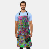 Psychedelische Abstract Groovy Paarse Sedum Schort (Gedragen)
