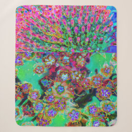 Psychedelische Abstract Groovy Paarse Sedum Sherpa Deken