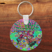 Psychedelische Abstract Groovy Paarse Sedum Sleutelhanger (Voorkant)