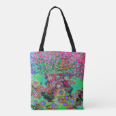 Psychedelische Abstract Groovy Paarse Sedum Tote Bag (Achterkant)