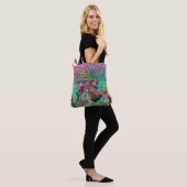 Psychedelische Abstract Groovy Paarse Sedum Tote Bag (Op model)
