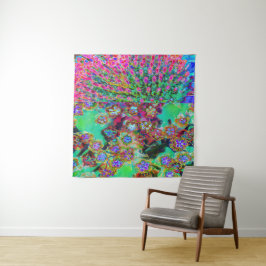 Psychedelische Abstract Groovy Paarse Sedum Wandkleed