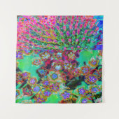 Psychedelische Abstract Groovy Paarse Sedum Wandkleed (Voorkant)