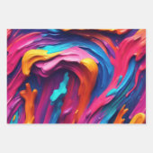 Psychedelische Abstracte kleurrijke verfstreken Inpakpapier Vel (Voorkant 2)