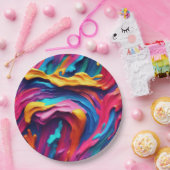 Psychedelische Abstracte kleurrijke verfstreken Papieren Bordje (Feest)