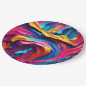 Psychedelische Abstracte kleurrijke verfstreken Papieren Bordje (Gekanteld)