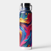 Psychedelische Abstracte kleurrijke verfstreken Waterfles (Achterkant)