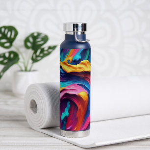 Psychedelische Abstracte kleurrijke verfstreken Waterfles