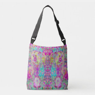 Psychedelische Abstracte Magenta en Aqua Tuinkunst Crossbody Tas
