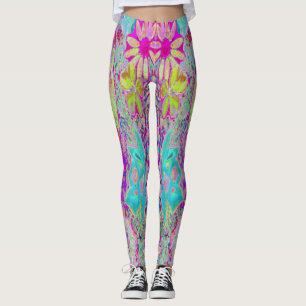 Psychedelische Abstracte Magenta en Aqua Tuinkunst Leggings