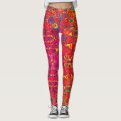 Psychedelische Abstracte Neon Kleurrijk Leggings (Voorkant)