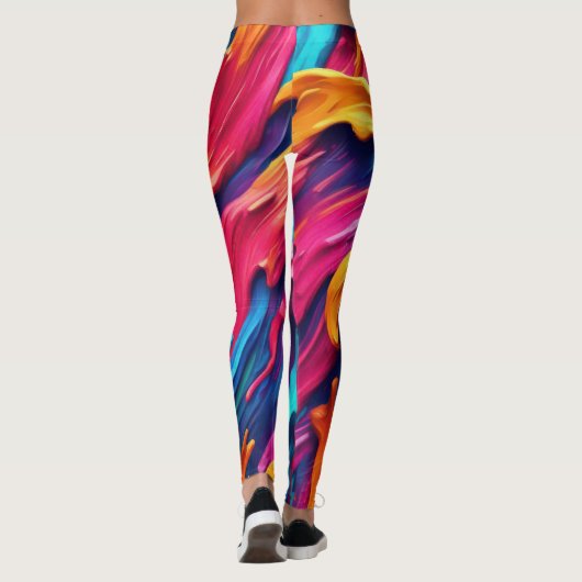 Psychedelische Abstracte verfberoertes Leggings (Achterkant)