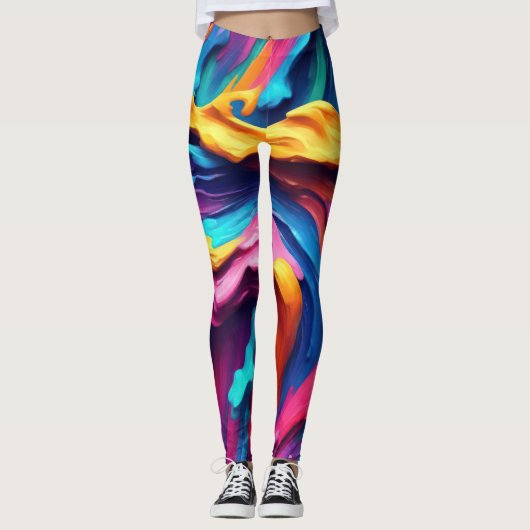 Psychedelische Abstracte verfberoertes Leggings (Voorkant)