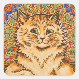 Psychedelische achtergrond en kat geschilderd door vierkante sticker