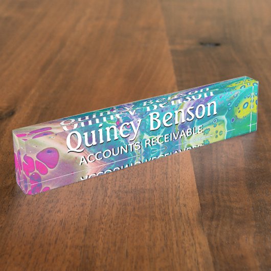 Psychedelische acryldestroomkunstplaat naambordje (Zijkant)