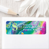 Psychedelische acrylstroomkunst etiket (Insitu)