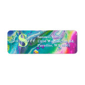 Psychedelische acrylstroomkunst etiket (Voorkant)