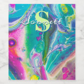 Psychedelische acrylstroomkunst wijn etiket (Enkel label)