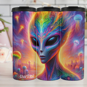 Psychedelische Alien: Kosmisch, Levendig, Surreali Thermosbeker
