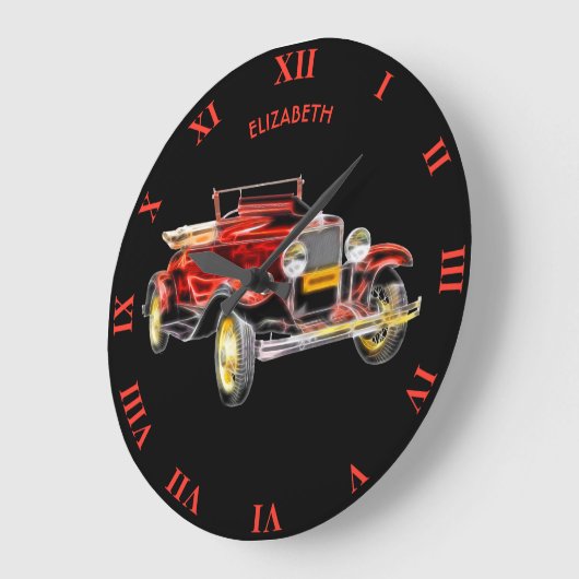 Psychedelische Antiek gloeiende neonauto Grote Klok (Hoek)