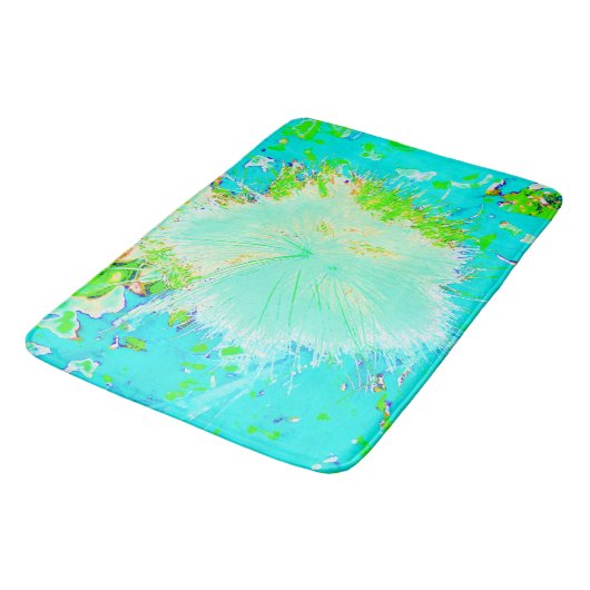Psychedelische Aqua en Limegroene Zijdeplant Badmat (Gekanteld)