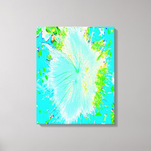 Psychedelische Aqua en Limegroene Zijdeplant Canvas Afdruk