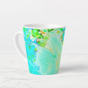 Psychedelische Aqua en Limegroene Zijdeplant Latte Mok