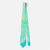 Psychedelische Aqua en Limegroene Zijdeplant Stropdas (Voorkant)