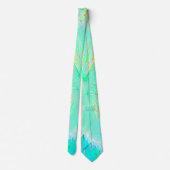 Psychedelische Aqua en Limegroene Zijdeplant Stropdas (Achterkant)
