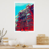 psychedelische architecturaal poster afdrukken (Keuken)