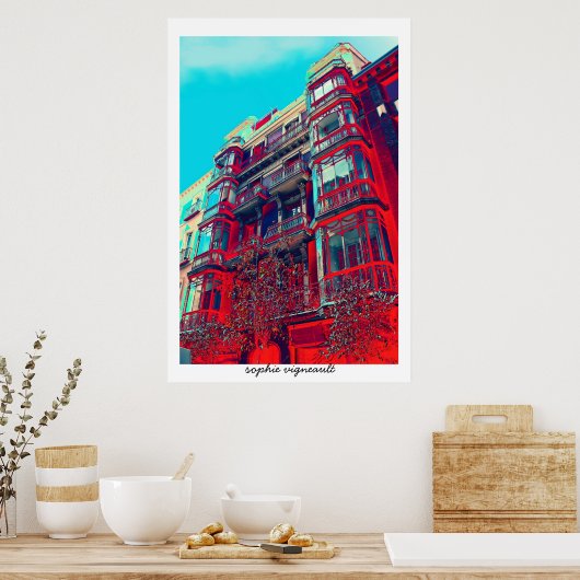 psychedelische architecturaal poster afdrukken (Keuken)