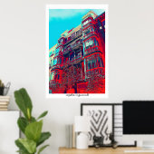 psychedelische architecturaal poster afdrukken (Thuiskantoor)