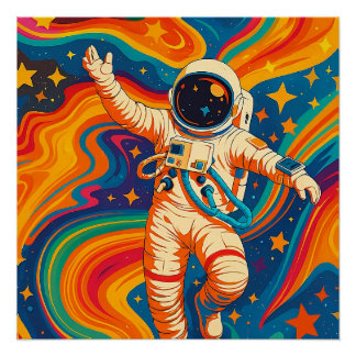 Psychedelische astronaut - Groovy kosmische golven Perfect Poster