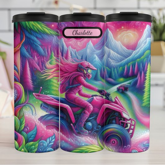 Psychedelische ATV: Levendige bergrit Thermosbeker