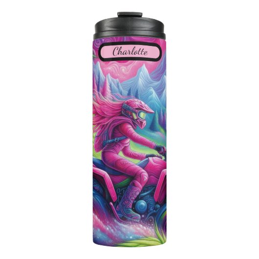 Psychedelische ATV: Levendige bergrit Thermosbeker (Voorkant)